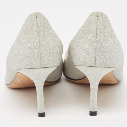 مملوكة مسبقًا Jimmy Choo Silver Glitter Romy Pumps Size 39