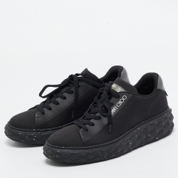 Pre Owned Jimmy Choo Black Fabric and Leather Diamond Sneakers Size 41
