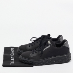 Pre Owned Jimmy Choo Black Fabric and Leather Diamond Sneakers Size 41