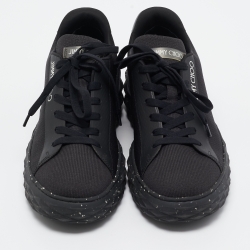 Pre Owned Jimmy Choo Black Fabric and Leather Diamond Sneakers Size 41