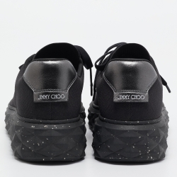 Pre Owned Jimmy Choo Black Fabric and Leather Diamond Sneakers Size 41