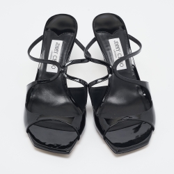 مملوكة مسبقًا Jimmy Choo Black Patent Slide Sandals Size 41