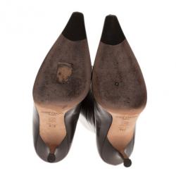 Pre Owned Jimmy Choo Brown Leather Pointed Toe Knee Boots Size 39.5