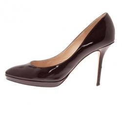 Pre Owned Jimmy Choo Burgundy Patent Leather Aimee Pumps Size 39