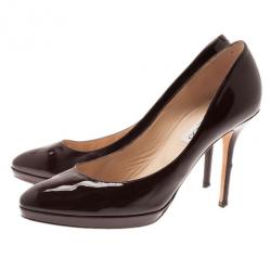 Pre Owned Jimmy Choo Burgundy Patent Leather Aimee Pumps Size 39