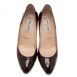 Pre Owned Jimmy Choo Burgundy Patent Leather Aimee Pumps Size 39