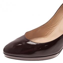 Pre Owned Jimmy Choo Burgundy Patent Leather Aimee Pumps Size 39