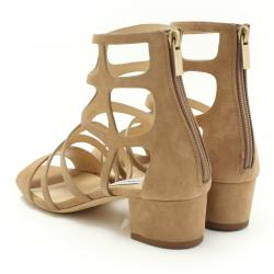 مملوكة مسبقًا صندل جيمي تشو رين 35 سويدي بيج قفصي كعب مربع مقاس 38