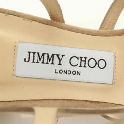 مملوكة مسبقًا صندل جيمي تشو رين 35 سويدي بيج قفصي كعب مربع مقاس 38