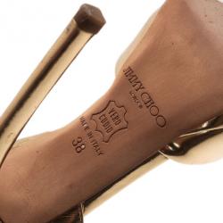 Pre Owned Jimmy Choo Gold Leather Slingback Sandals Size 38