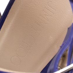 Pre Owned Jimmy Choo Purple Leather Patara Embroidered Cork Wedges Size 37
