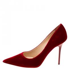 مملوكة مسبقًا Jimmy Choo Red Velvet Abel Pointed Toe Pumps Size 36