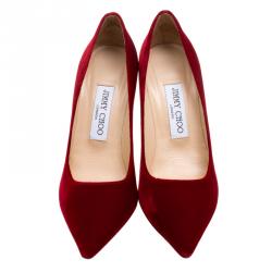 مملوكة مسبقًا Jimmy Choo Red Velvet Abel Pointed Toe Pumps Size 36