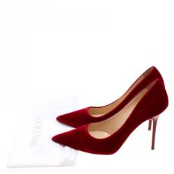 مملوكة مسبقًا Jimmy Choo Red Velvet Abel Pointed Toe Pumps Size 36