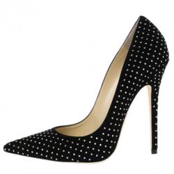 Pre Owned Jimmy Choo Black Suede Anouk Studded Pumps Size 38