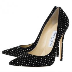 Pre Owned Jimmy Choo Black Suede Anouk Studded Pumps Size 38