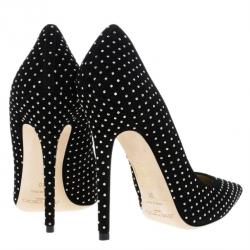 Pre Owned Jimmy Choo Black Suede Anouk Studded Pumps Size 38
