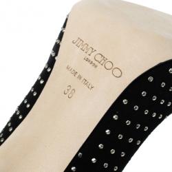 Pre Owned Jimmy Choo Black Suede Anouk Studded Pumps Size 38