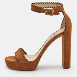 Jimmy Choo Brown Suede Kayden Ankle Strap Sandals Size 41