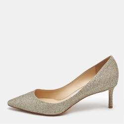 Jimmy Choo Gold Glitter Romy Pumps Size 37