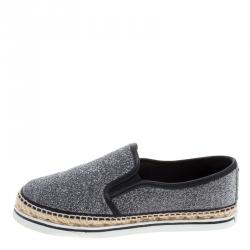 Pre Owned Jimmy Choo Metallic Lurex Dawn Espadrilles Size 39