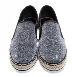 Pre Owned Jimmy Choo Metallic Lurex Dawn Espadrilles Size 39