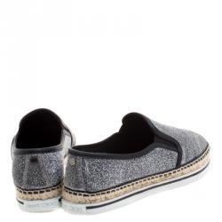 Pre Owned Jimmy Choo Metallic Lurex Dawn Espadrilles Size 39