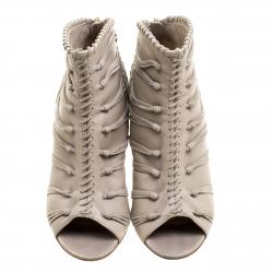 مملوكة مسبقًا Jimmy Choo Grey Leather and Suede Gana Ankle Booties Size 38
