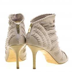 مملوكة مسبقًا Jimmy Choo Grey Leather and Suede Gana Ankle Booties Size 38