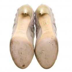 مملوكة مسبقًا Jimmy Choo Grey Leather and Suede Gana Ankle Booties Size 38