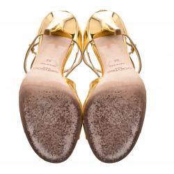 Pre Owned Jimmy Choo Metallic Gold Mirror Leather Lance Strappy Sandals Size 38