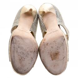 مملوكة مسبقًا صندل جيمي تشو برايفت جلد بيج لامع مقاس 39