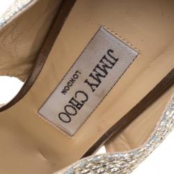 مملوكة مسبقًا صندل جيمي تشو برايفت جلد بيج لامع مقاس 39