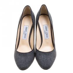 Pre Owned Jimmy Choo Grey Wool Blend Gilbert Pumps Size 39.5