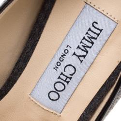 Pre Owned Jimmy Choo Grey Wool Blend Gilbert Pumps Size 39.5