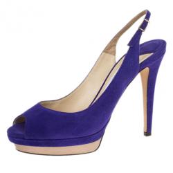 مملوكة مسبقًا Jimmy Choo Purple Suede Vertigo Slingback Sandals Size 40
