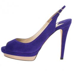مملوكة مسبقًا Jimmy Choo Purple Suede Vertigo Slingback Sandals Size 40