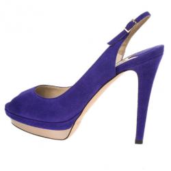 مملوكة مسبقًا Jimmy Choo Purple Suede Vertigo Slingback Sandals Size 40