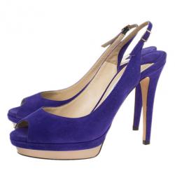 مملوكة مسبقًا Jimmy Choo Purple Suede Vertigo Slingback Sandals Size 40