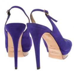 مملوكة مسبقًا Jimmy Choo Purple Suede Vertigo Slingback Sandals Size 40