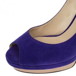 مملوكة مسبقًا Jimmy Choo Purple Suede Vertigo Slingback Sandals Size 40