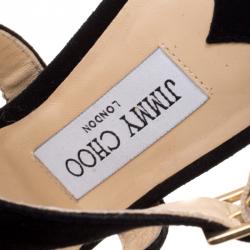 Pre Owned Jimmy Choo Black Suede Louise Crisscross Sandals Size 39