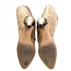 مملوكة مسبقًا Jimmy Choo Metallic Gold Snakeskin Knee High Boots Size 39.5