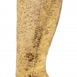 مملوكة مسبقًا Jimmy Choo Metallic Gold Snakeskin Knee High Boots Size 39.5