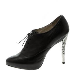 مملوكة مسبقًا بوت للكاحل جيمي تشو جلد أسود برباط مقاس 36