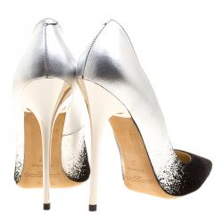 Pre Owned Jimmy Choo Black Suede and Silver Dégradé Anouk Pointed Toe Pumps Size 37