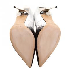 Pre Owned Jimmy Choo Black Suede and Silver Dégradé Anouk Pointed Toe Pumps Size 37