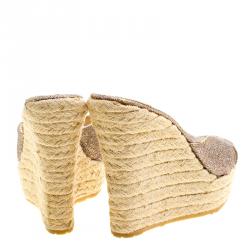 مملوكة مسبقًا Jimmy Choo Multicolor Glitter Phyllis Cross Strap Espadrille Wedges Sandals Size 39