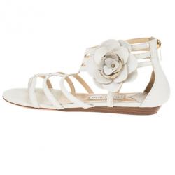 Pre Owned Jimmy Choo Cream Leather 'Oxide' Gladiator Sandals Size 40