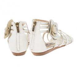 Pre Owned Jimmy Choo Cream Leather 'Oxide' Gladiator Sandals Size 40